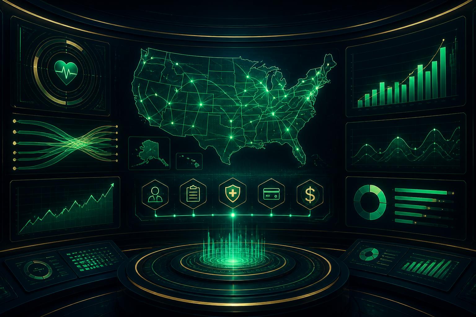 AIQ Innovations command center showing pipeline charts and a US territory map